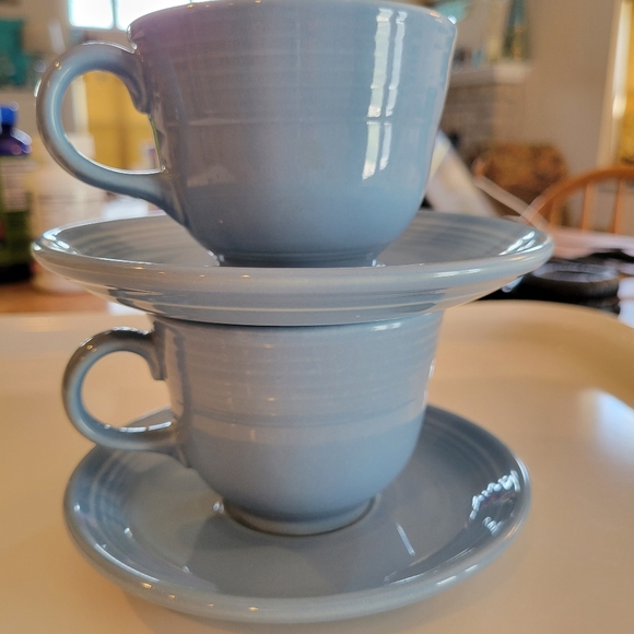 2 Sets Post-86 Fiesta Periwinkle Blue Cups & Saucers~ Fiestaware ~ Retired Color - Picture 16 of 16